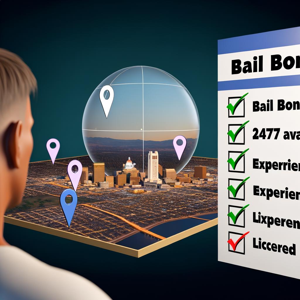 A sign stating Bail Bonds Services with contact information