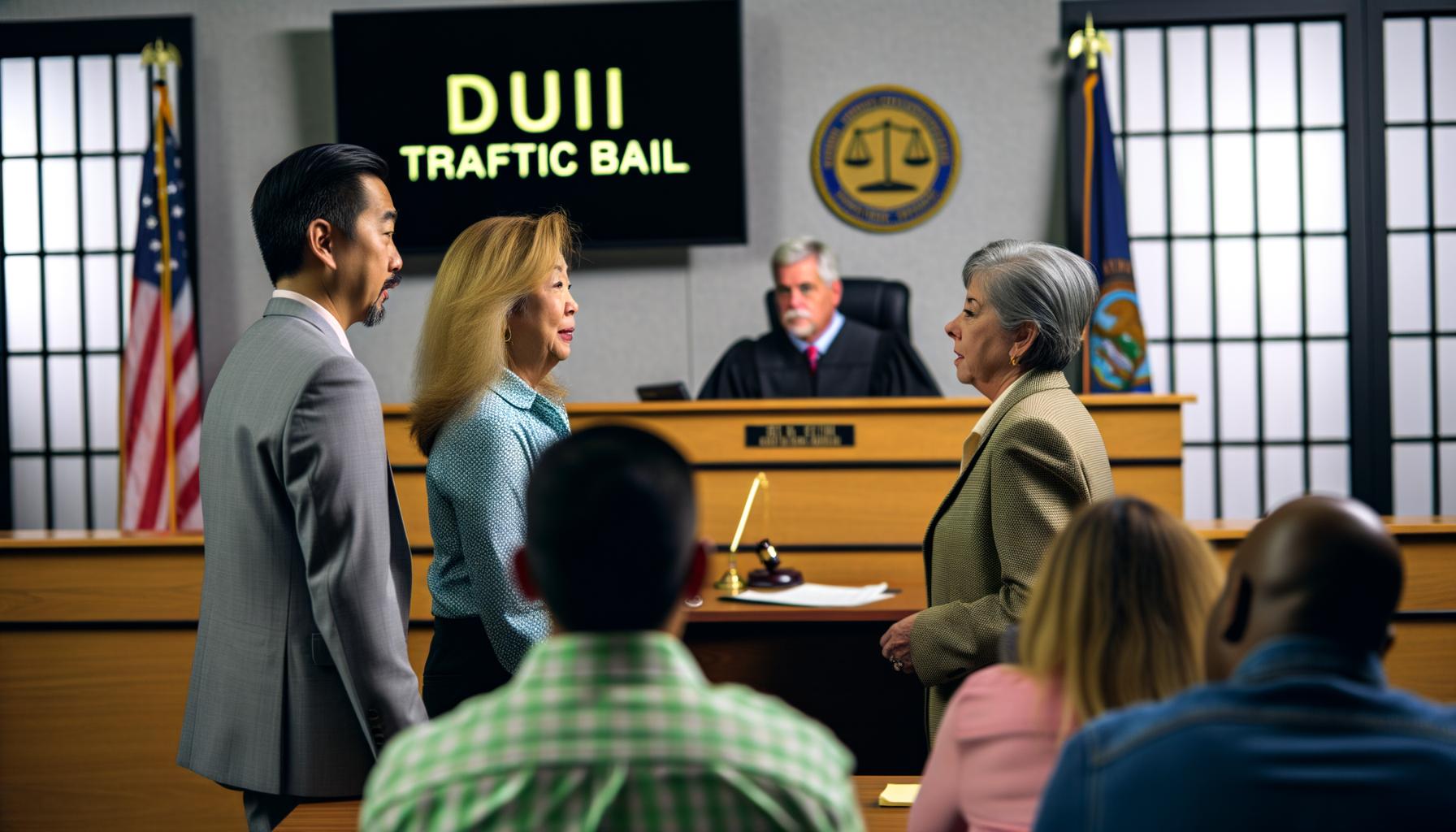 Forms needed for DUI traffic bail on a table