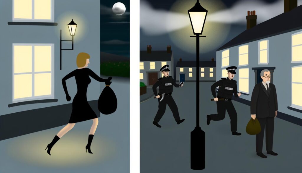 Illustration of theft burglary bail proceedings in court